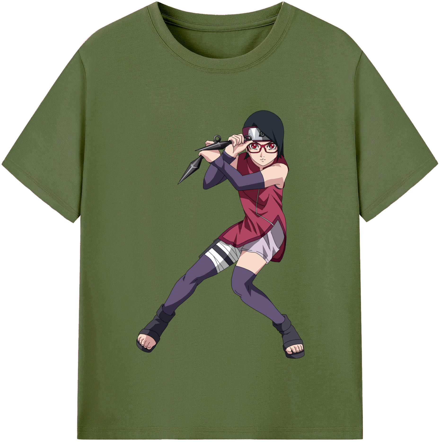 （画像用） NARUTO -ナルト- うちは サラダ Uchiha Sarada 綿100％半袖Tシャツ（フロントプリント）